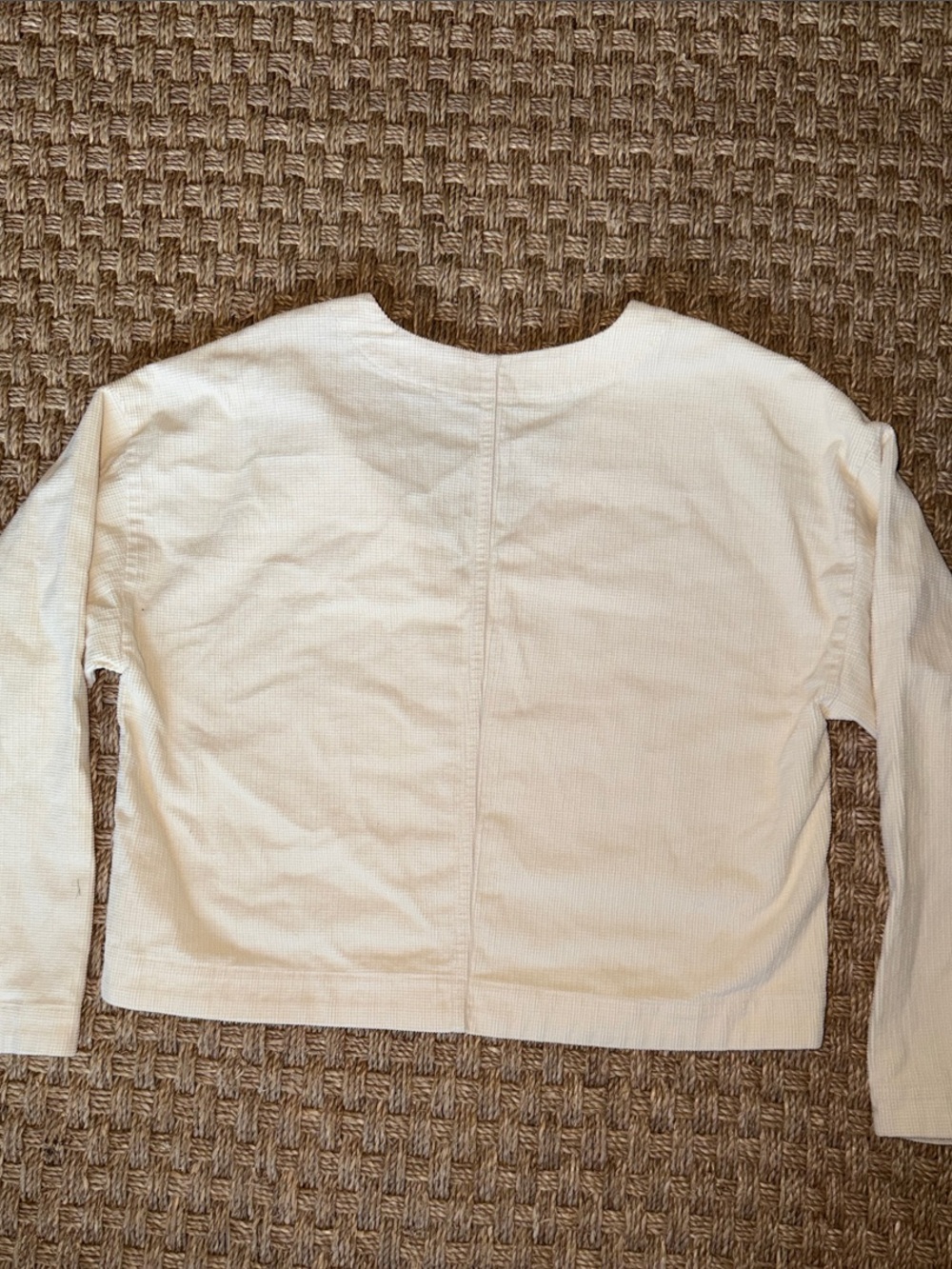 Madewell V-Neck Boxy Cotton Corduroy Pullover Top in Cream sz M - Picture 7 of 10